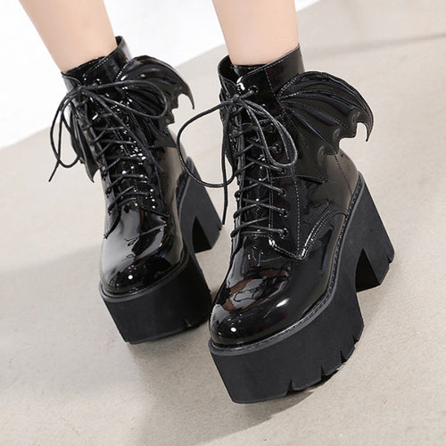 Patent Platform Ankle Boots - Shoes & Boots detail view 2 | Cute Splikes