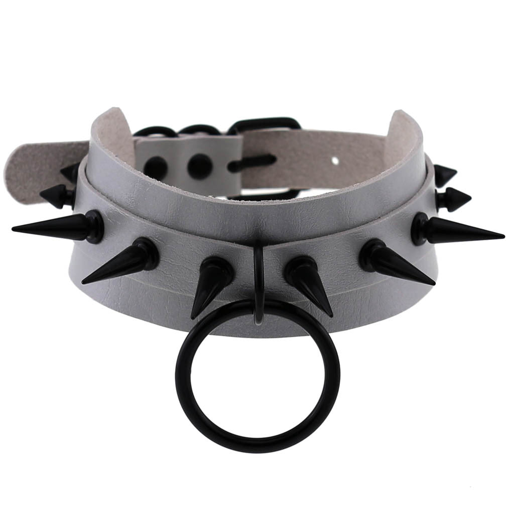 Studded Faux Leather Collar - Necklaces & Chokers detail view 16 | Cute Splikes