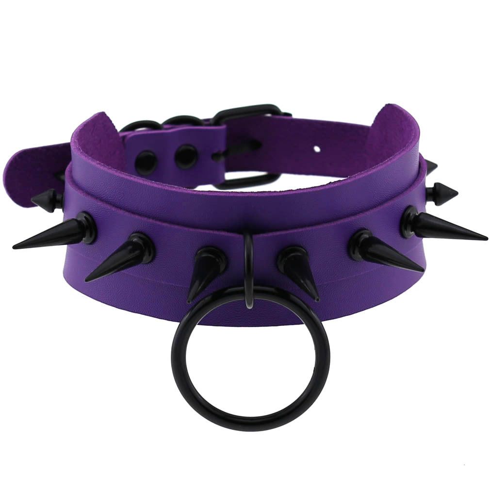 Studded Faux Leather Collar - Necklaces & Chokers detail view 12 | Cute Splikes