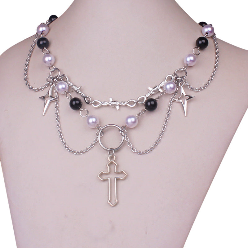 Faux Pearl Cross Necklace - Necklaces & Chokers detail view 8 | Cute Splikes