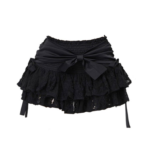 Black Lace Bow Skirt - Skirts detail view 2 | Cute Splikes