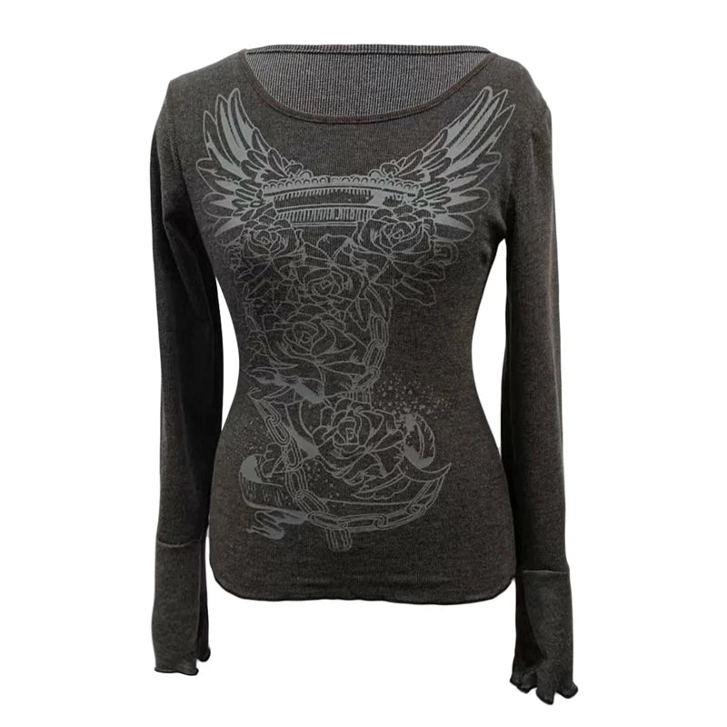 Floral Wings Long Sleeve Top