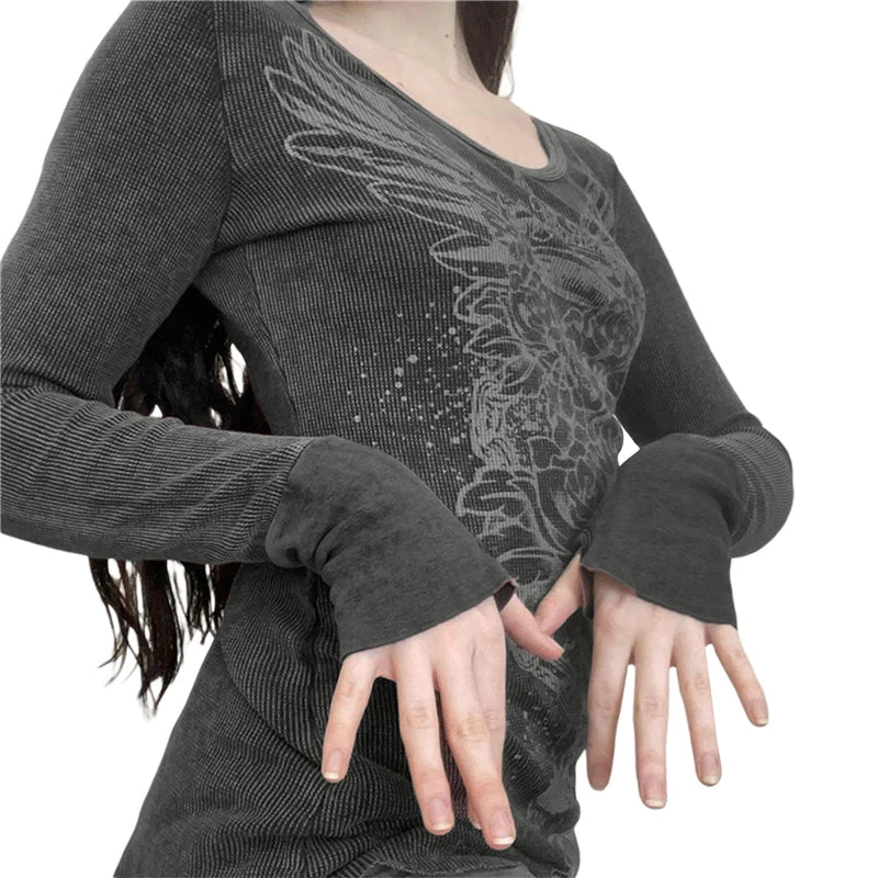 Floral Wings Long Sleeve Top
