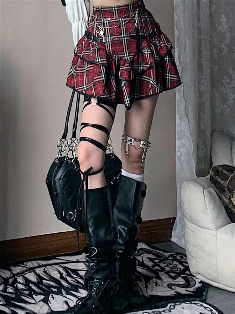 Red Plaid Cake Skirt - Skirts detail view 4 | Cute Splikes