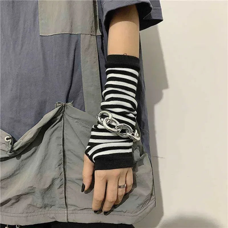 Striped Fingerless Arm Warmers