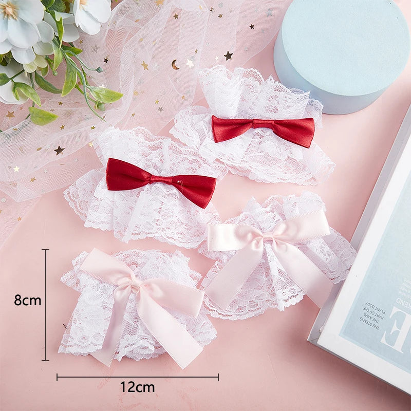 Satin Bow Lace Wrist Cuffs