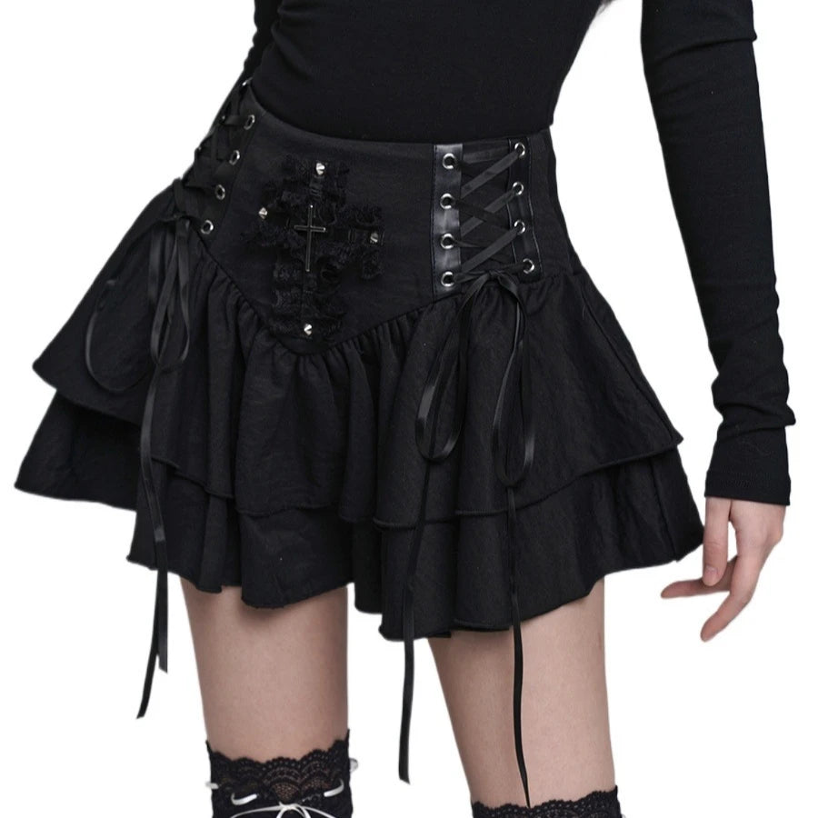 Cross Patchwork Mini Skirt