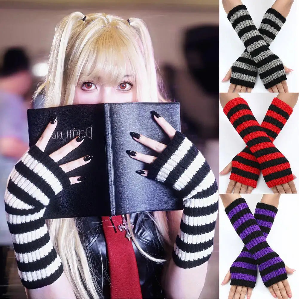 Striped Knit Arm Warmers