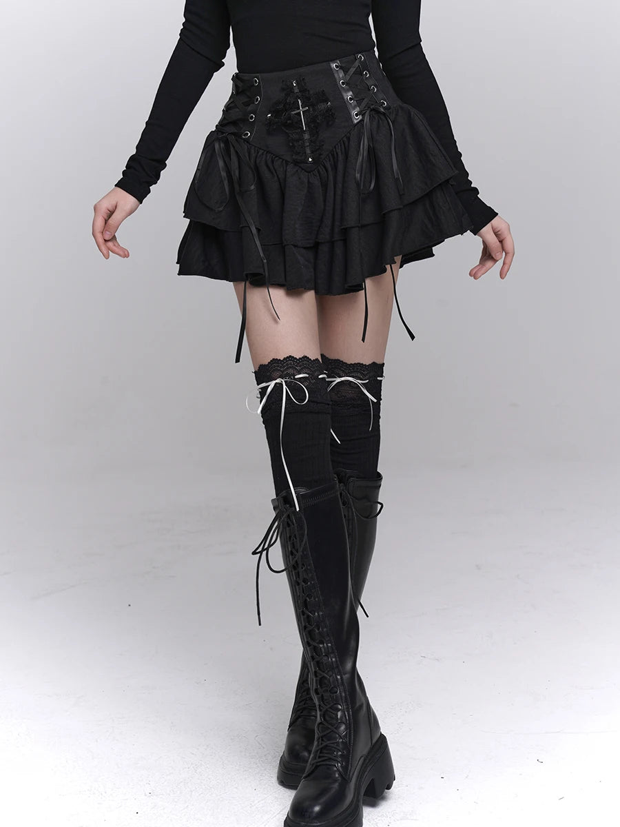 Cross Patchwork Mini Skirt