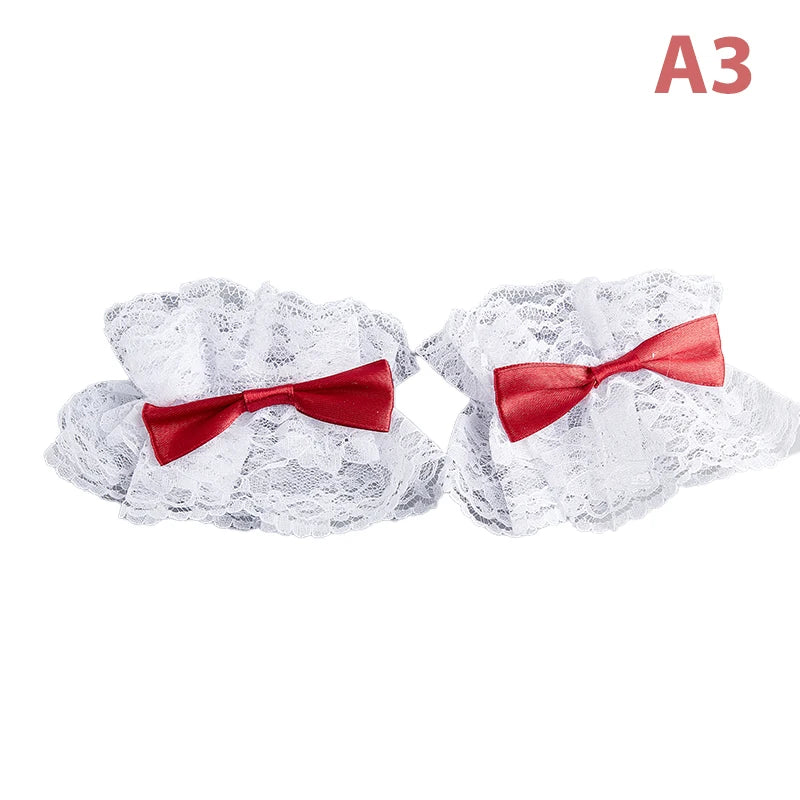 Satin Bow Lace Wrist Cuffs - Gloves & Arm Warmers detail view 8 | Cute Splikes