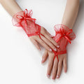 Lace Bow Fishnet Gloves