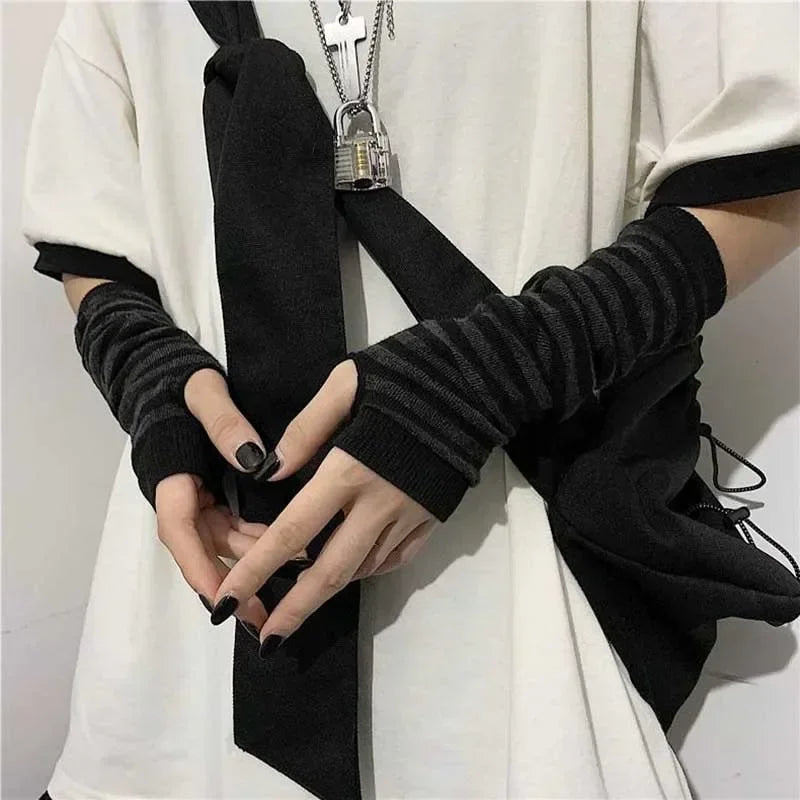 Striped Fingerless Arm Warmers