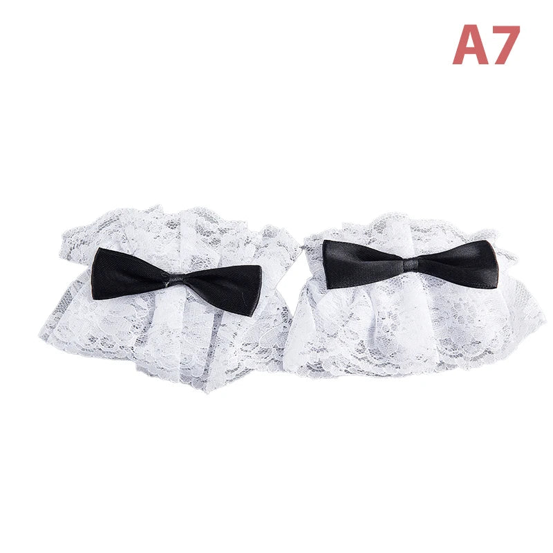 Satin Bow Lace Wrist Cuffs