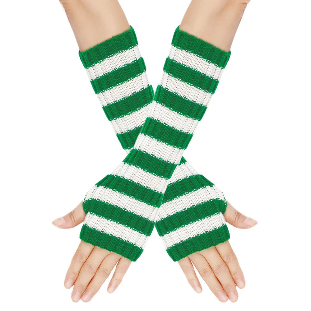 Striped Knit Arm Warmers - Gloves & Arm Warmers detail view 18 | Cute Splikes