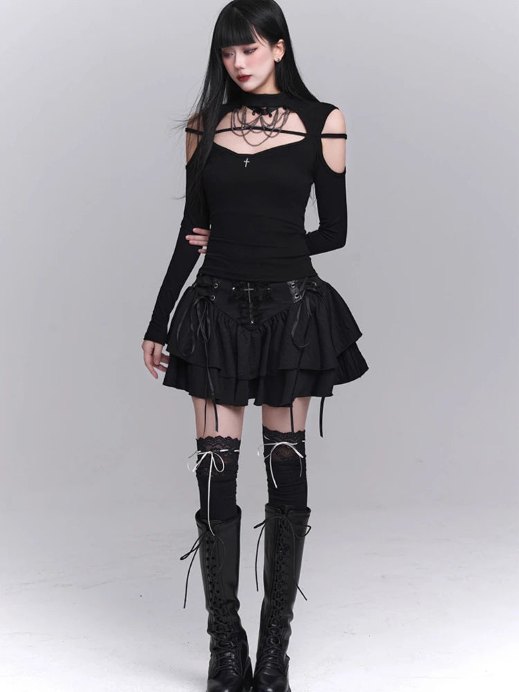 Cross Patchwork Mini Skirt