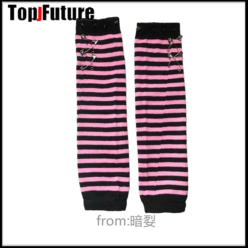 Striped Fingerless Arm Warmers