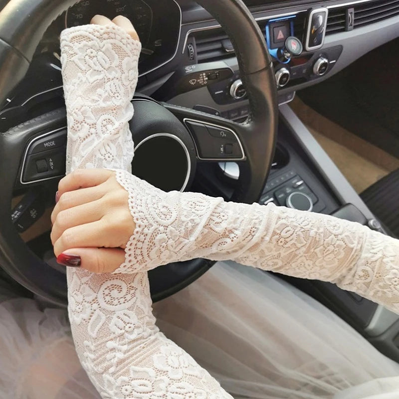 Long Lace Fingerless Gloves