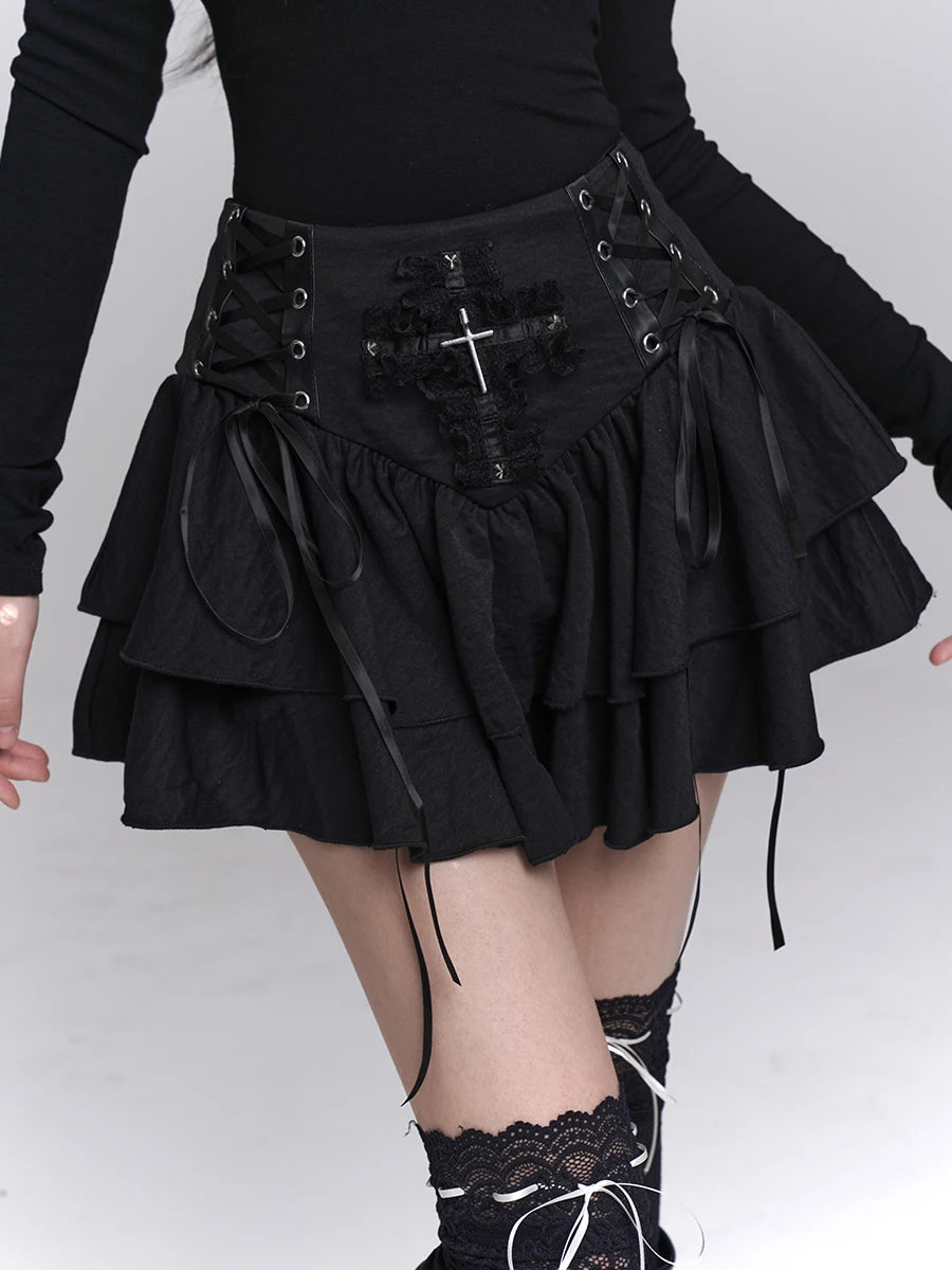 Cross Patchwork Mini Skirt