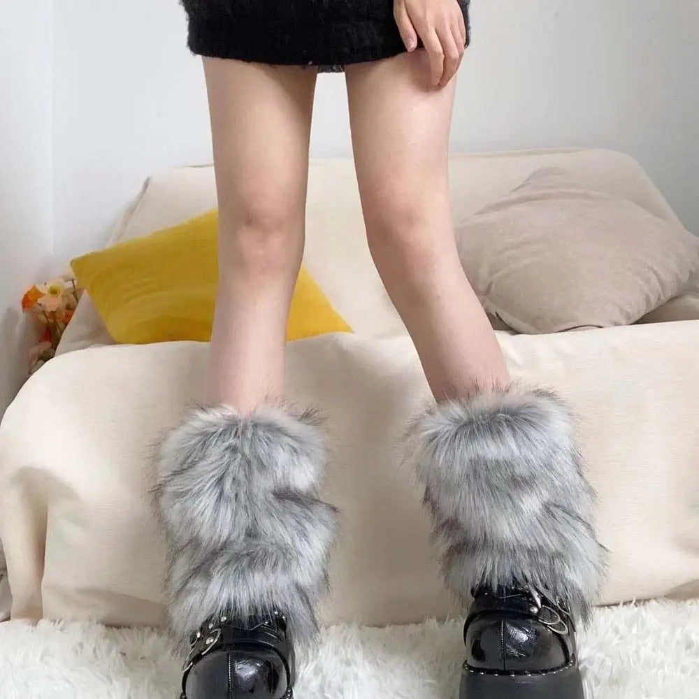 Long Faux Fur Leg Warmers