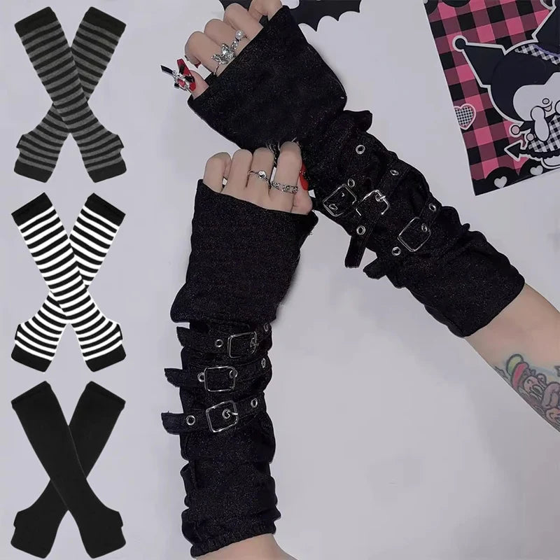 Striped Fingerless Arm Warmers