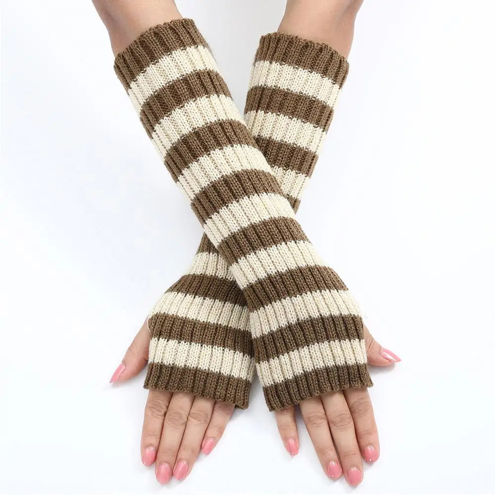 Striped Knit Arm Warmers - Gloves & Arm Warmers detail view 8 | Cute Splikes