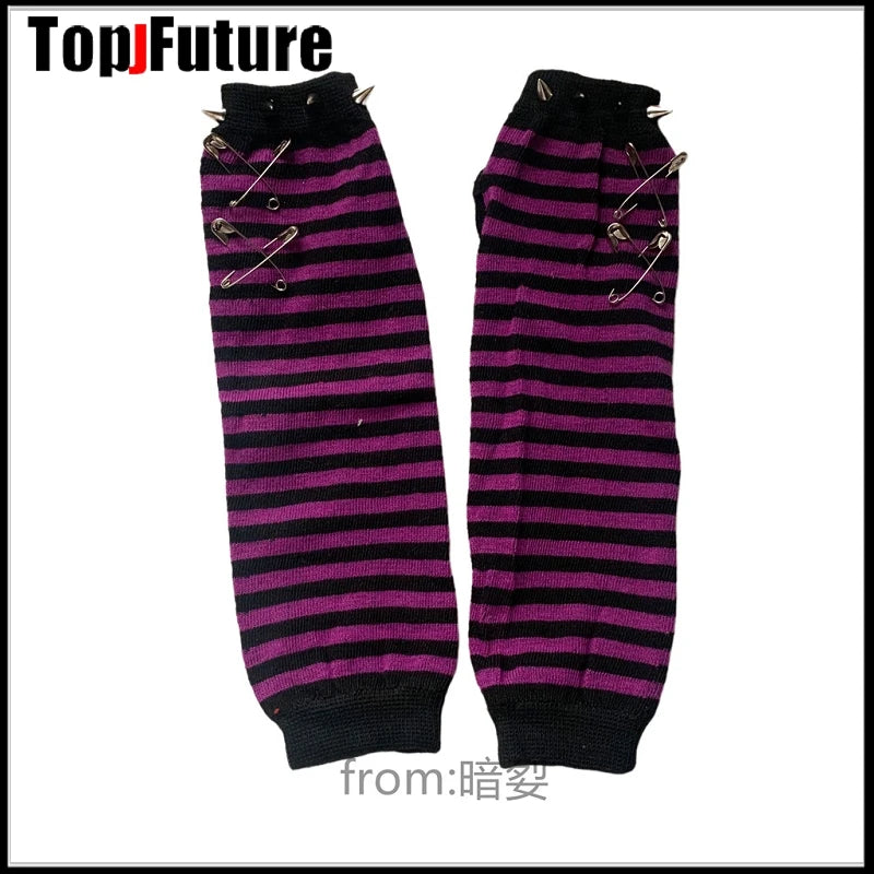 Striped Fingerless Arm Warmers - Gloves & Arm Warmers detail view 9 | Cute Splikes