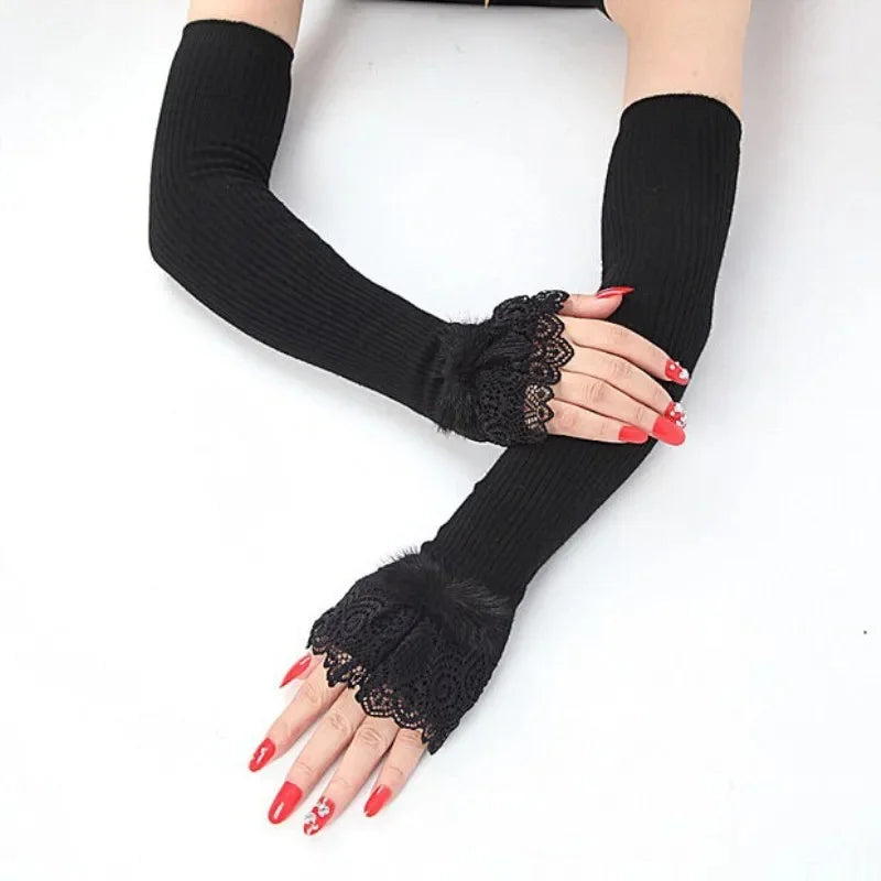 Faux Fur Long Gloves