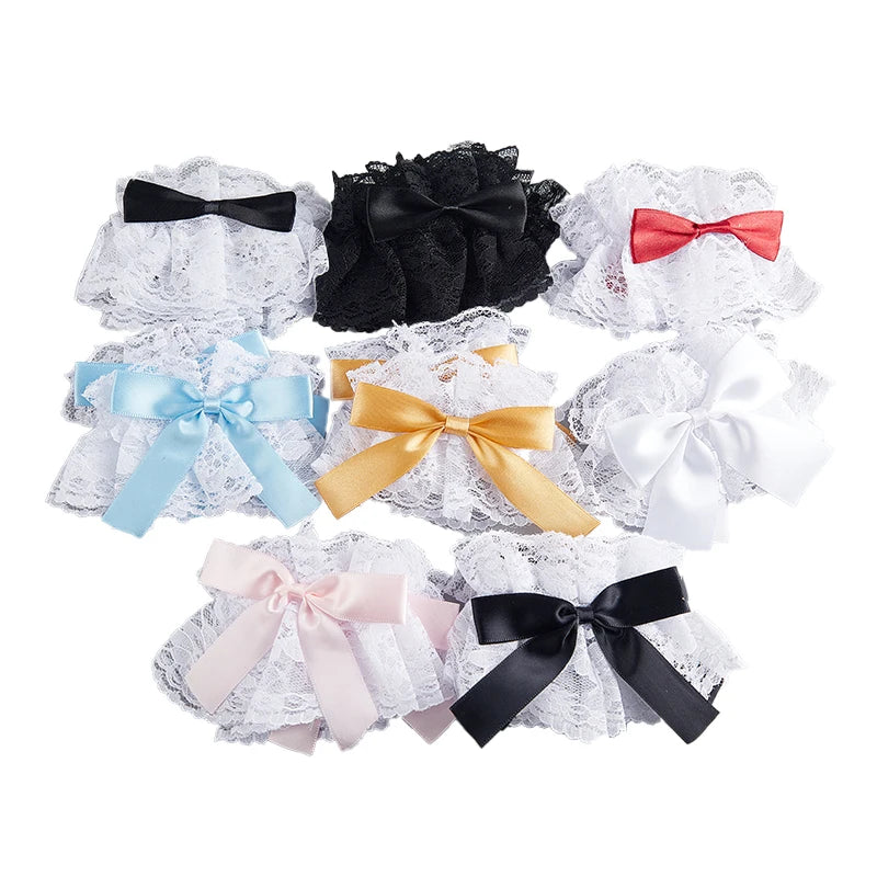 Satin Bow Lace Wrist Cuffs