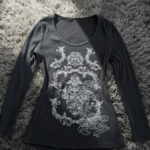 Y2K Gothic Print T-Shirt - Tops & Dresses for Jirai Kei, gothic & kawaii style | Cute Splikes