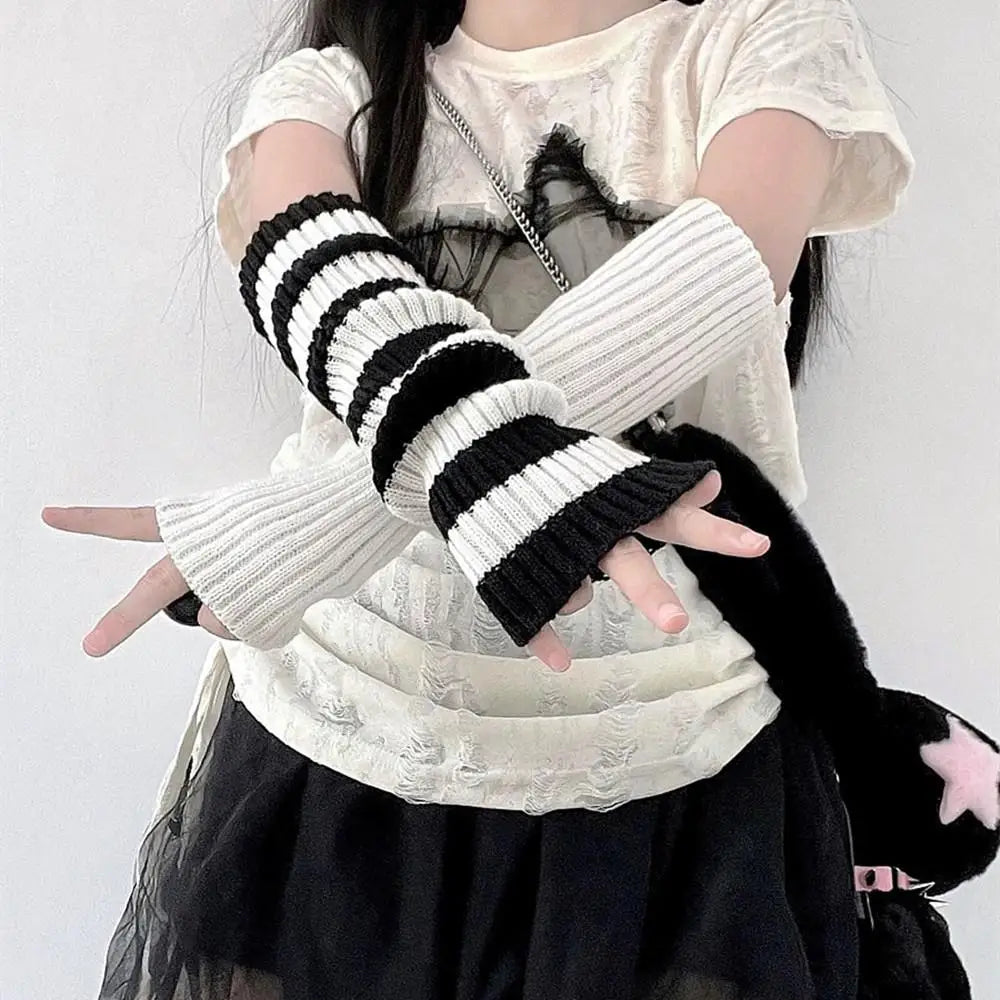 Striped Knit Arm Warmers