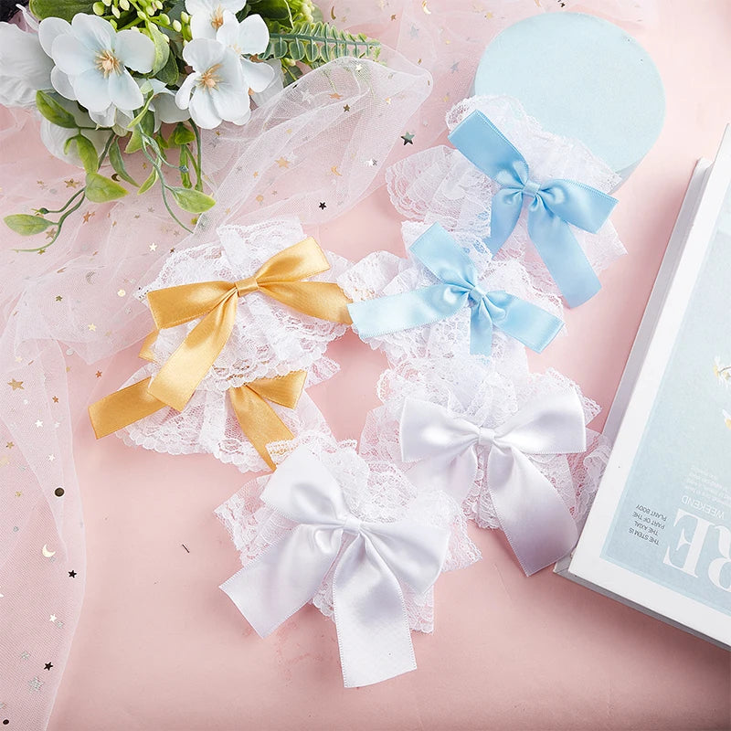Satin Bow Lace Wrist Cuffs
