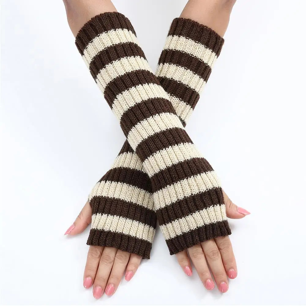 Striped Knit Arm Warmers - Gloves & Arm Warmers detail view 15 | Cute Splikes