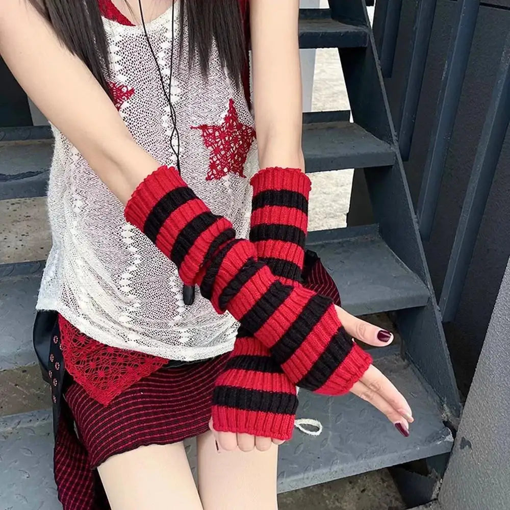 Striped Knit Arm Warmers