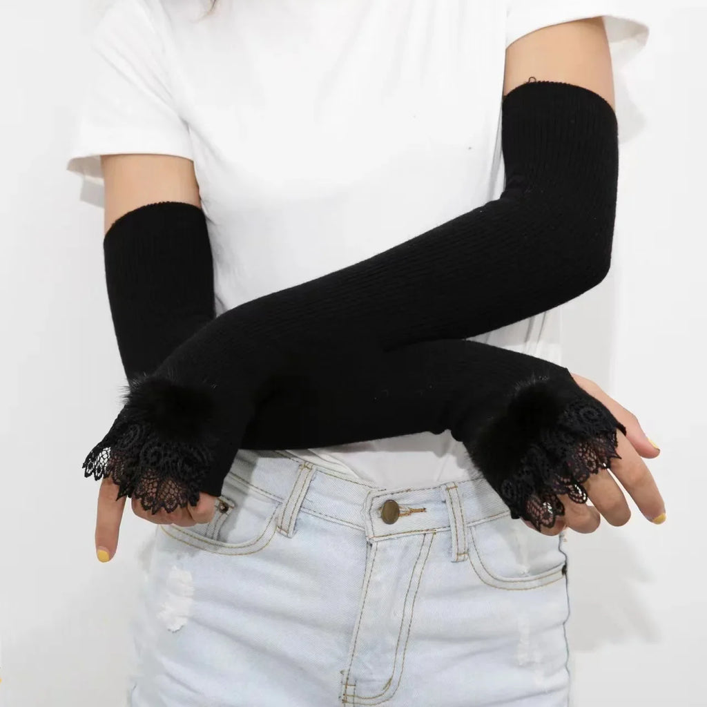 Faux Fur Long Gloves