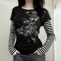 Striped Patchwork Punk T-Shirt