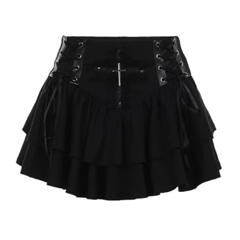 Cross Patchwork Mini Skirt