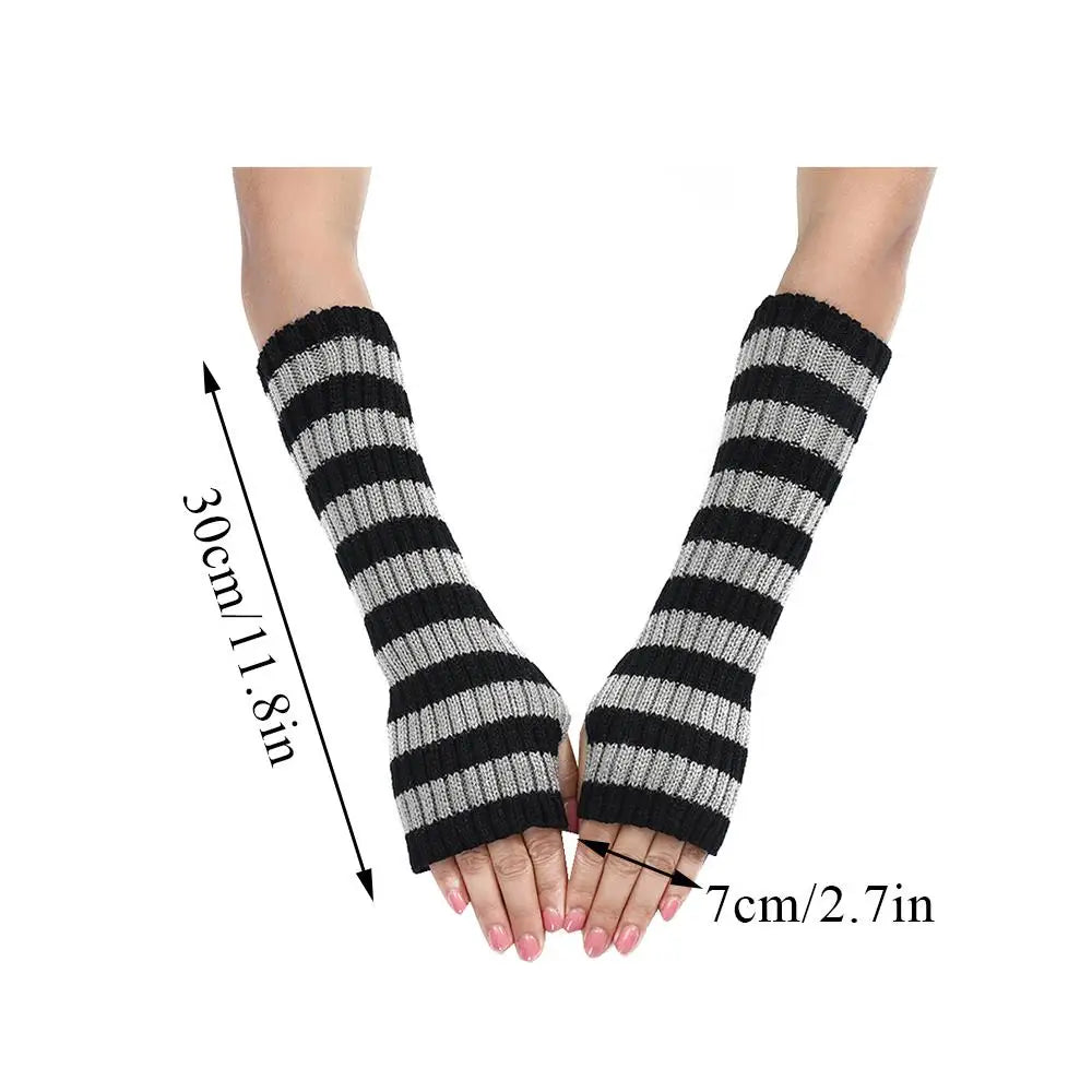 Striped Knit Arm Warmers