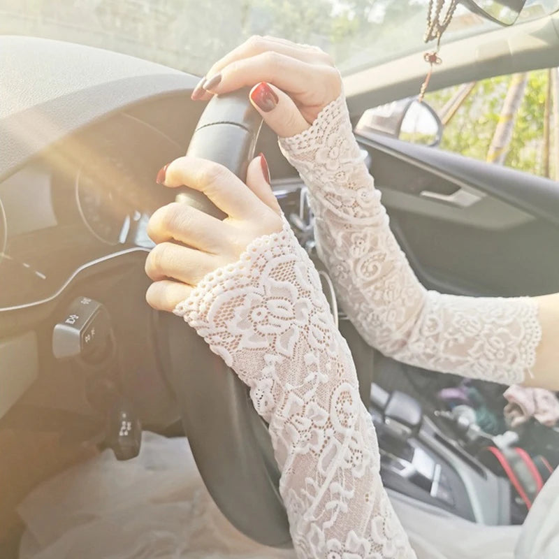 Long Lace Fingerless Gloves