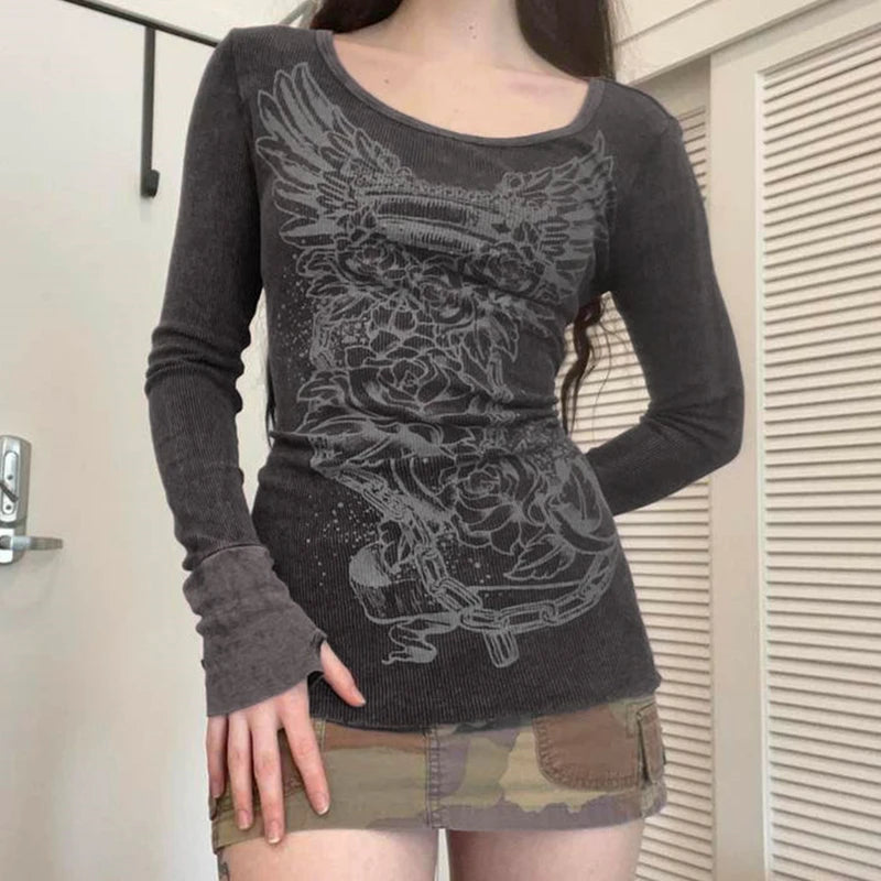 Floral Wings Long Sleeve Top