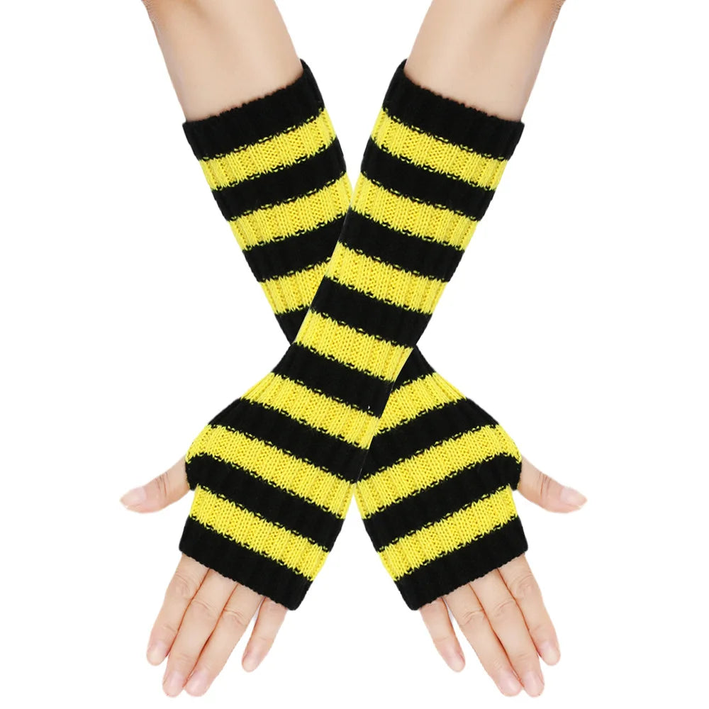 Striped Knit Arm Warmers - Gloves & Arm Warmers detail view 11 | Cute Splikes
