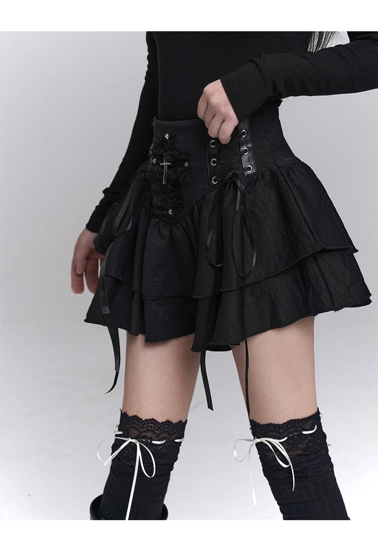 Cross Patchwork Mini Skirt