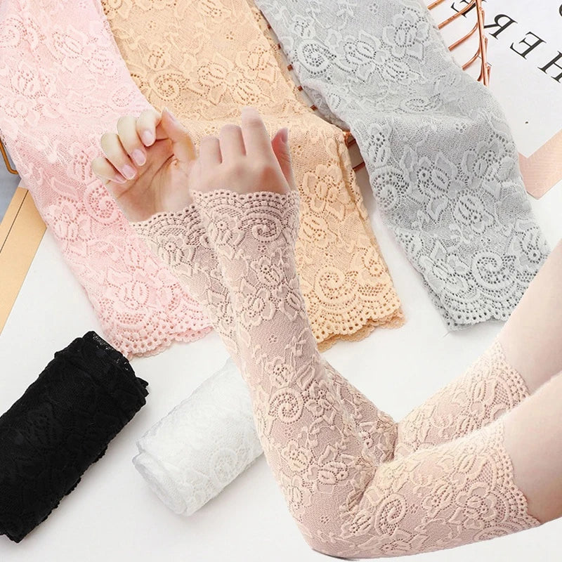 Long Lace Fingerless Gloves