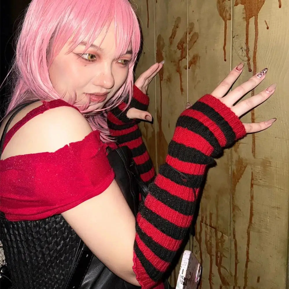 Striped Knit Arm Warmers