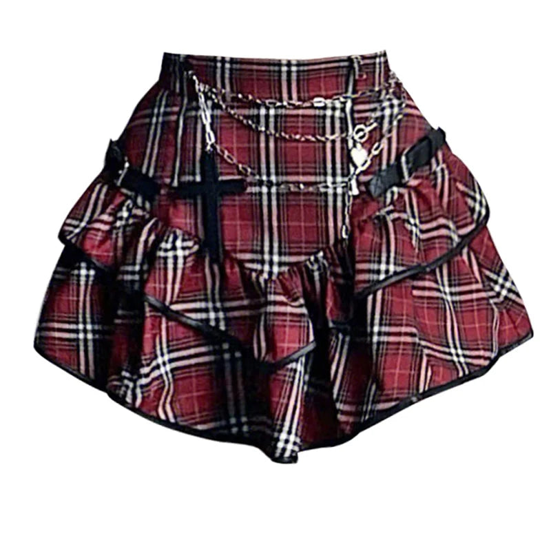 Red Plaid Cake Skirt - Skirts detail view 2 | Cute Splikes