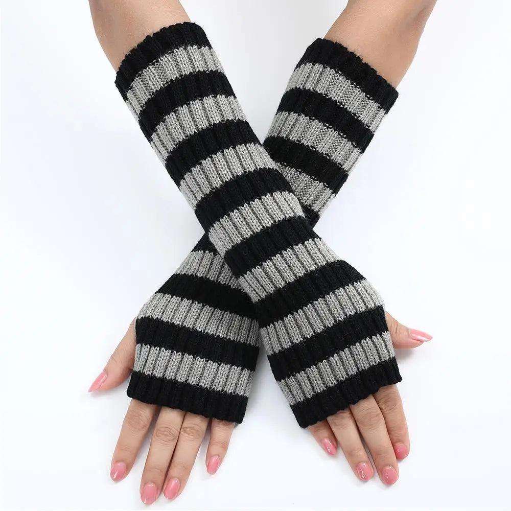 Striped Knit Arm Warmers - Gloves & Arm Warmers detail view 13 | Cute Splikes