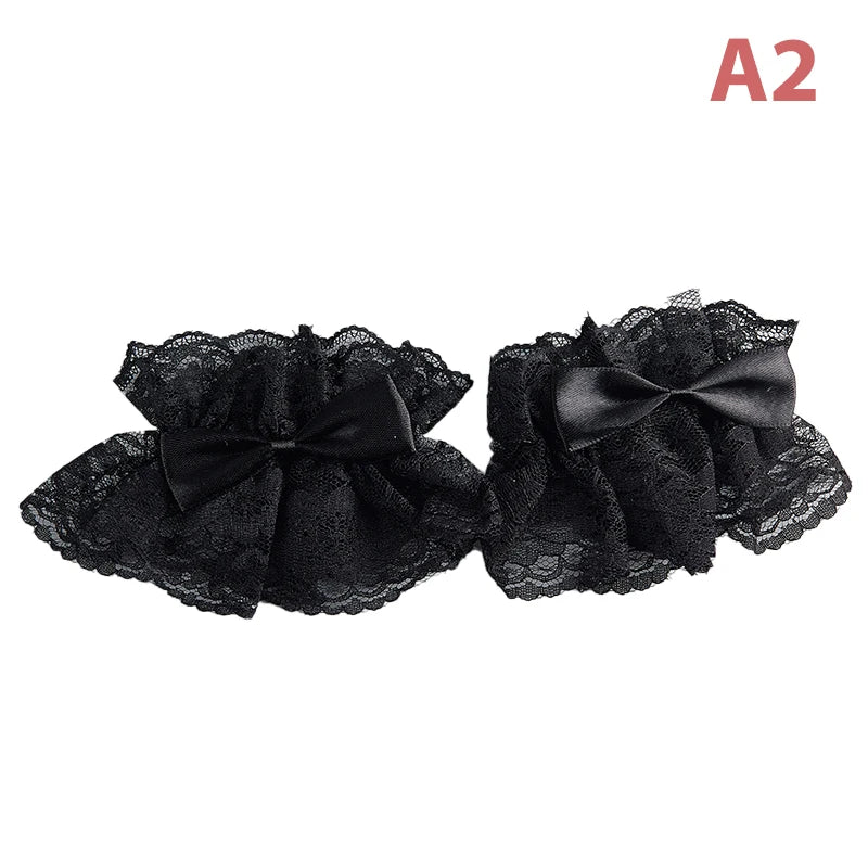 Satin Bow Lace Wrist Cuffs - Gloves & Arm Warmers detail view 7 | Cute Splikes