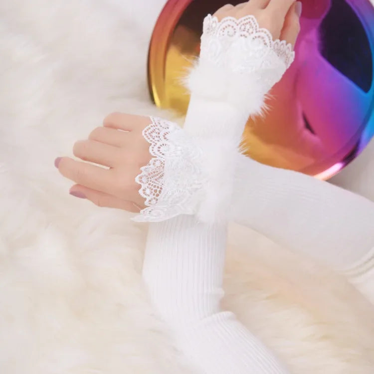 Faux Fur Long Gloves