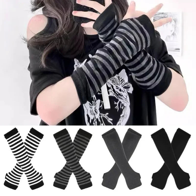 Striped Fingerless Arm Warmers