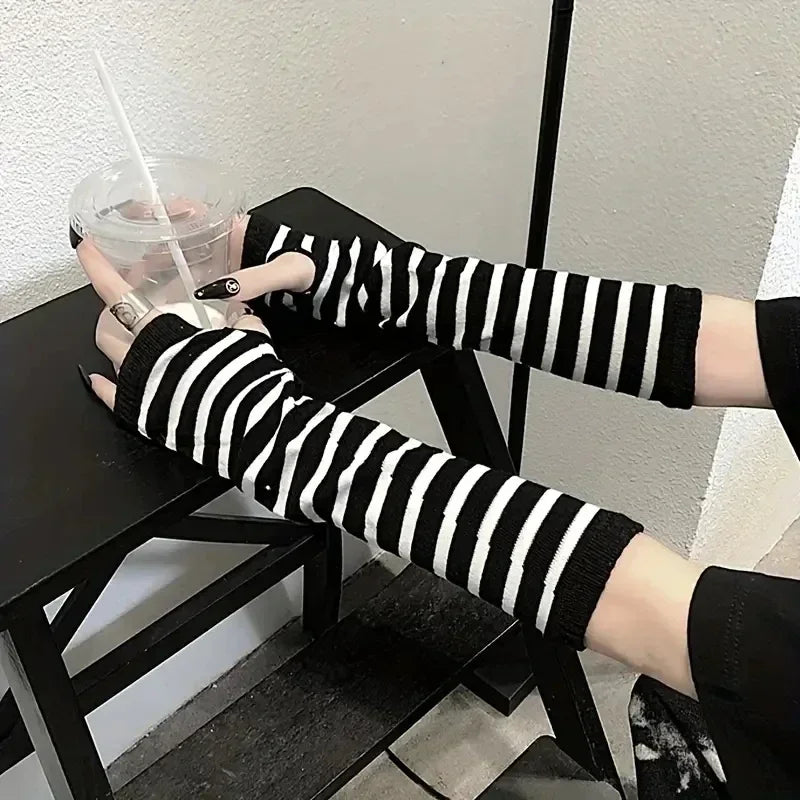 Striped Fingerless Arm Warmers