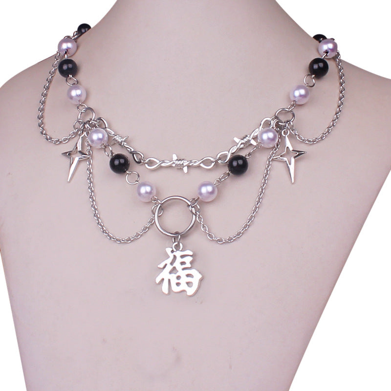 Faux Pearl Cross Necklace - Necklaces & Chokers detail view 3 | Cute Splikes